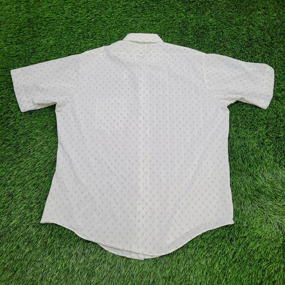 Vintage Polka AOP Button Shirt XL 24x30 White Green - Picture 2 of 10